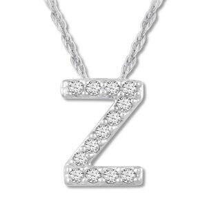18kt White Gold Plated Letter Z Comes With 18" Chain